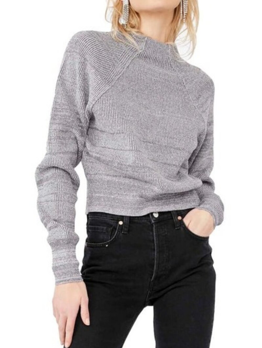Free People Too Good Mock Neck Sweater In Steel Gray S Elevated Basics